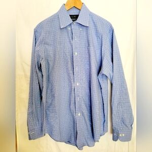 Lauren by Ralph Lauren classic fit blue plaid dress shirt size 16 1/2, 34/35